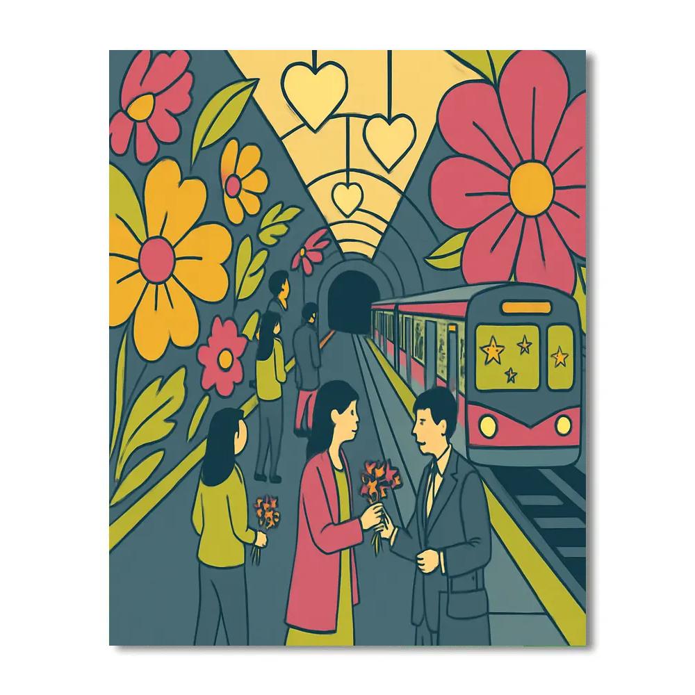 Valentines Day Flower Metro Station paint by numbers