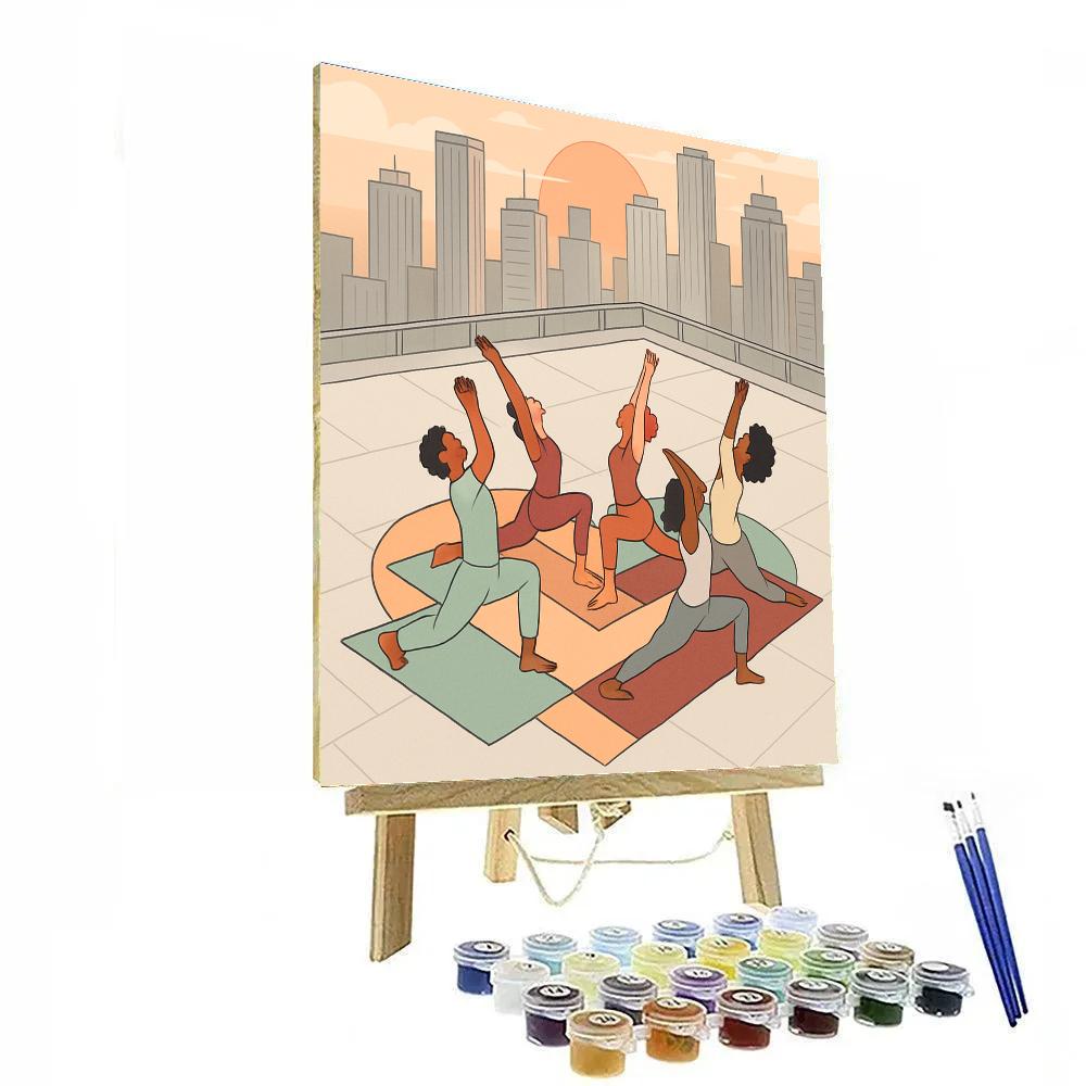 Skyline Rooftop Valentines Day Yoga Paint by numbers kits