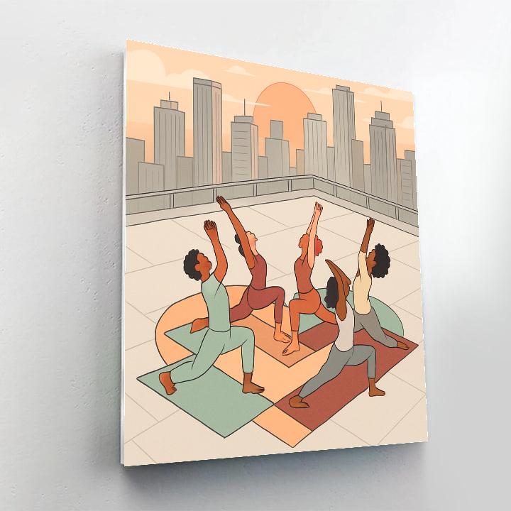 Skyline Rooftop Valentines Day Yoga Paint by numbers kits
