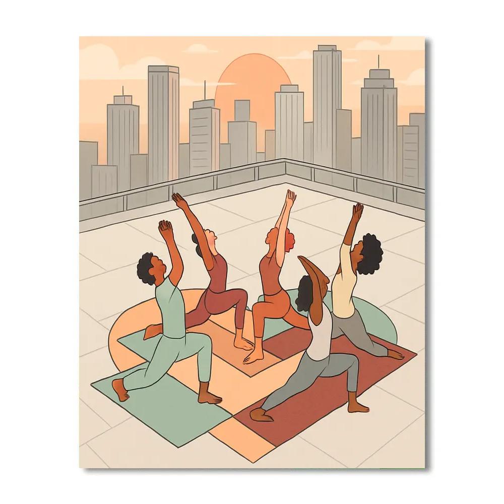 Skyline Rooftop Valentines Day Yoga Paint by numbers kits