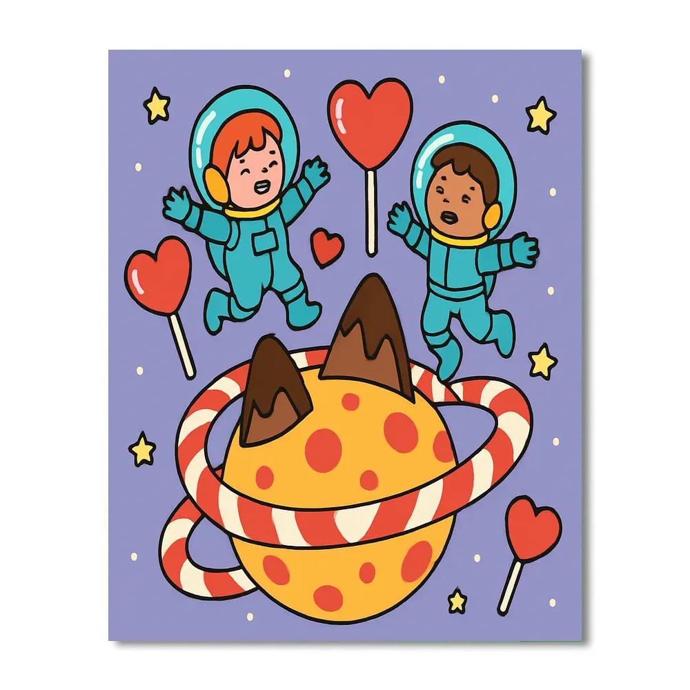 Valentines Day Planet Of Candy Rings Paint by numbers kits
