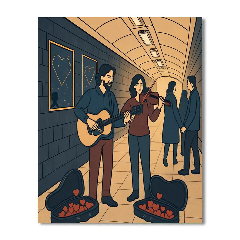Subway Musicians Valentines Day Duet Paint by numbers kits