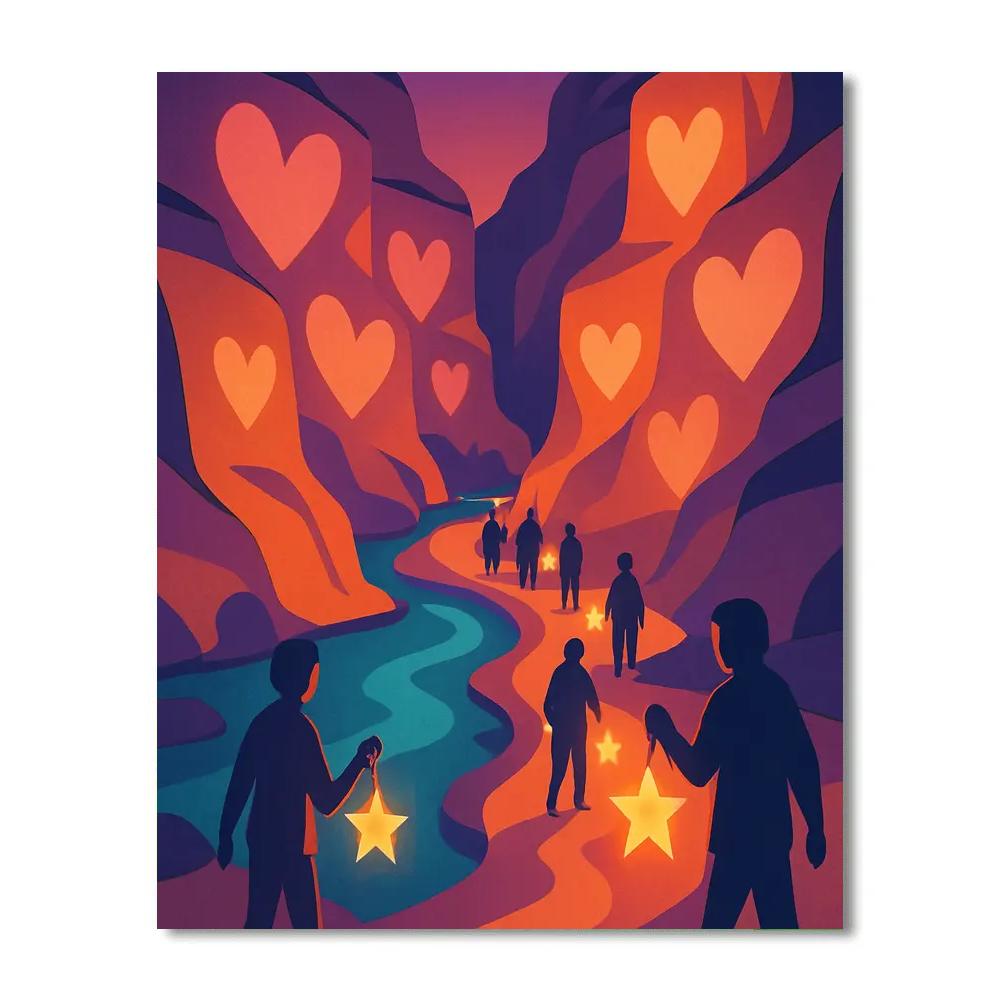 Valentines Day Lantern Festival In The Canyon Number painting