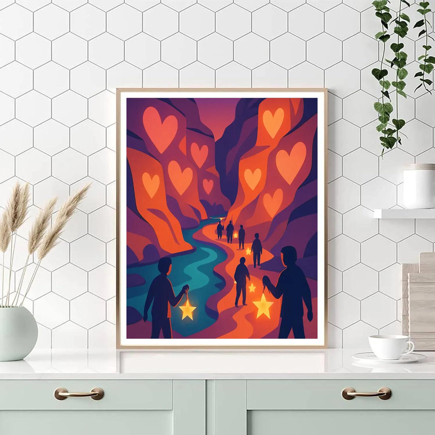 Valentines Day Lantern Festival In The Canyon Number painting