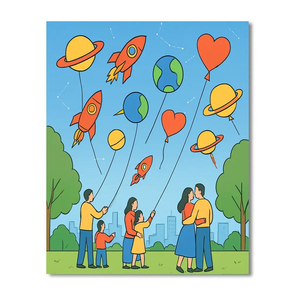 City Park Valentines Day Kite Constellations Painting by numbers kit