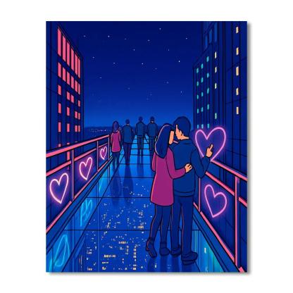 Valentines Day Glass Bridge Over The Stars Painting by numbers kit