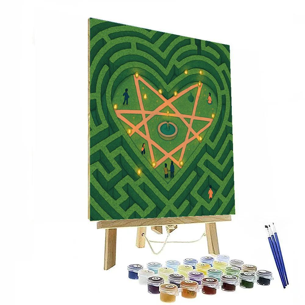 Garden Maze Valentines Day Star Map paint by number