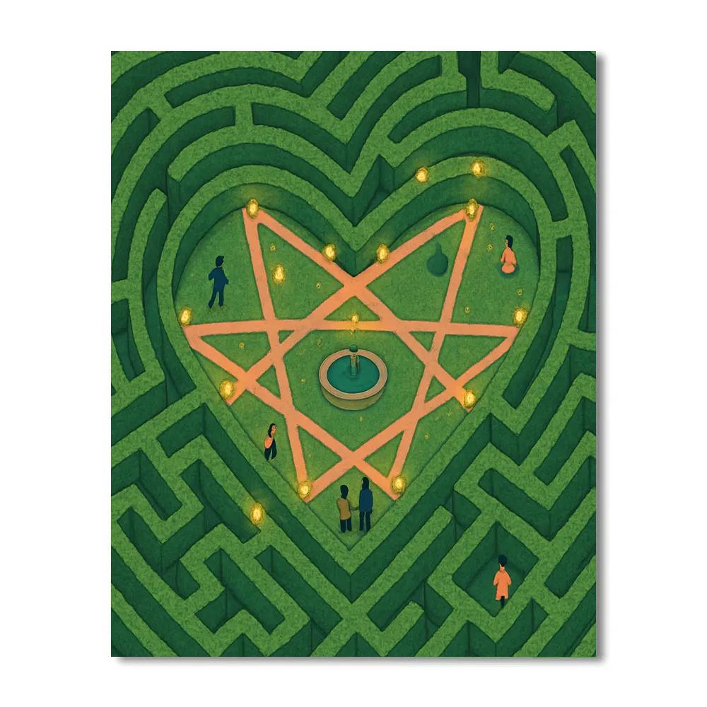Garden Maze Valentines Day Star Map paint by number