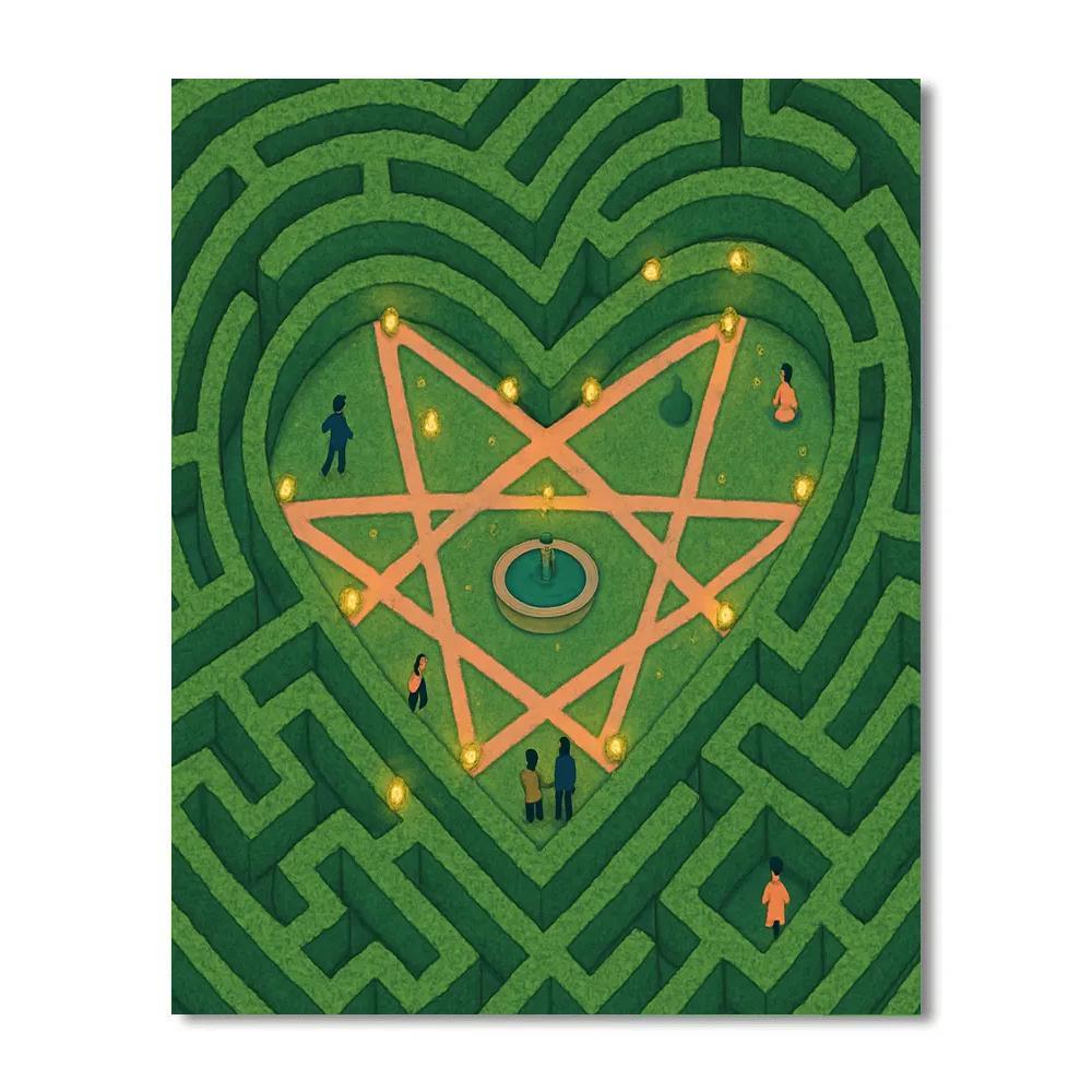 Garden Maze Valentines Day Star Map paint by number