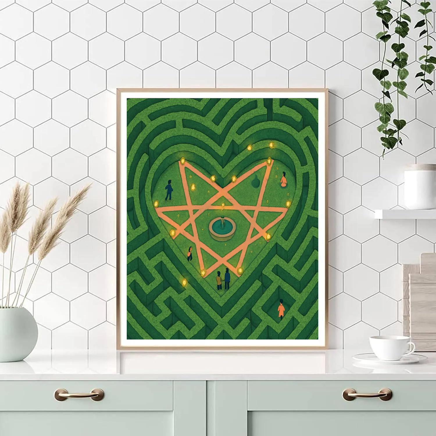 Garden Maze Valentines Day Star Map paint by number