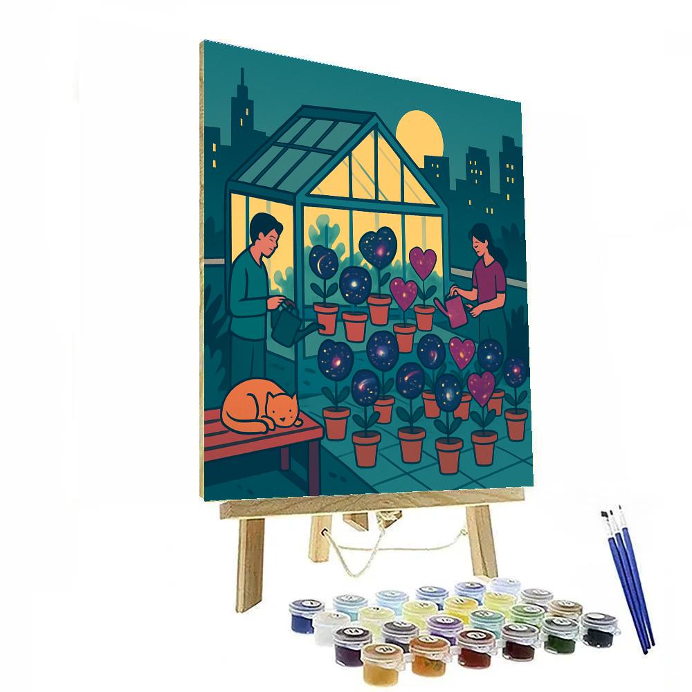 Valentines Day Space Garden On The Rooftop Numbered painting kits