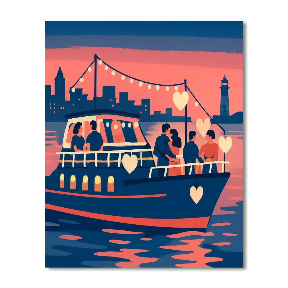 Harbor Cruise Valentines Day Twilight Number painting