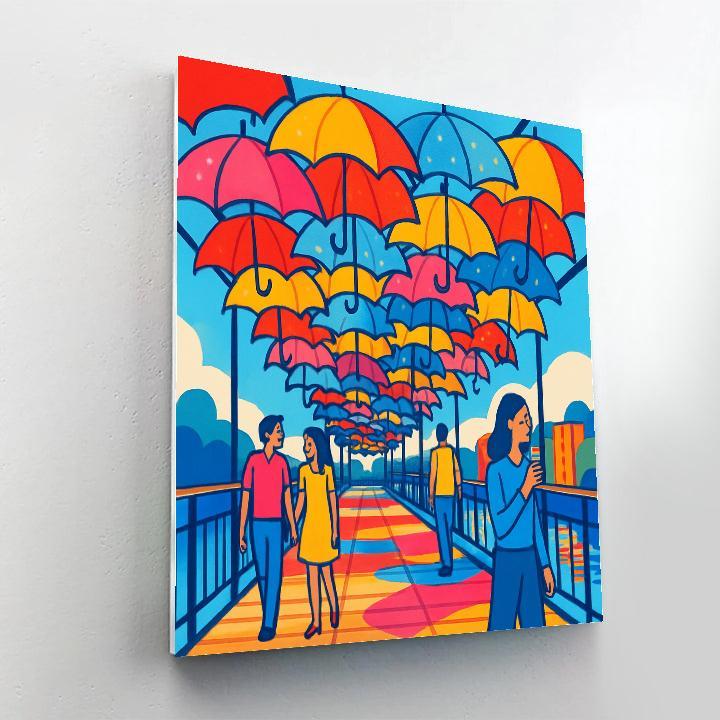 Valentines Day Bridge Of Floating Umbrellas paint by numbers