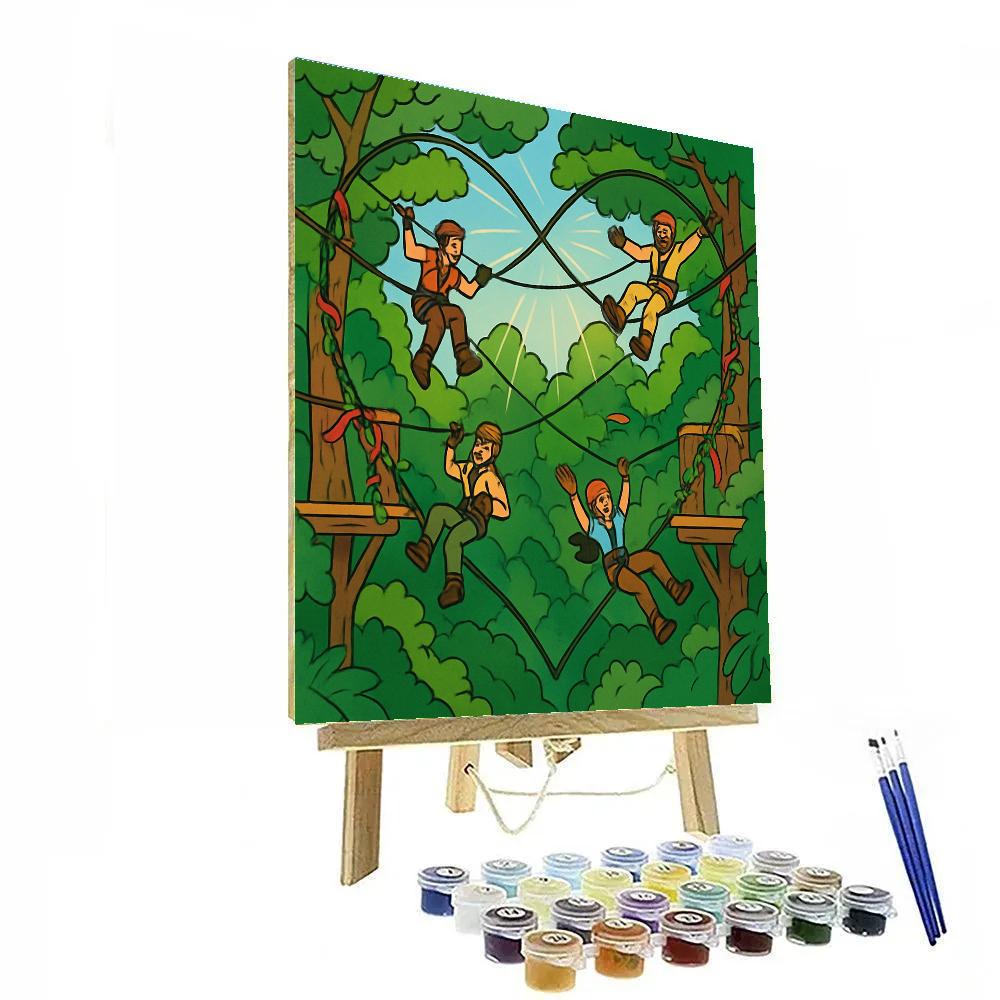 Forest Canopy Valentines Day Zipline Paint by numbers kits