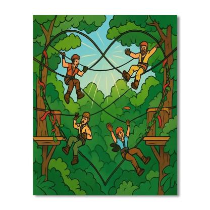 Forest Canopy Valentines Day Zipline Paint by numbers kits