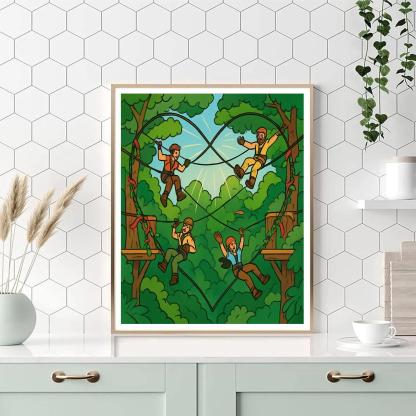 Forest Canopy Valentines Day Zipline Paint by numbers kits