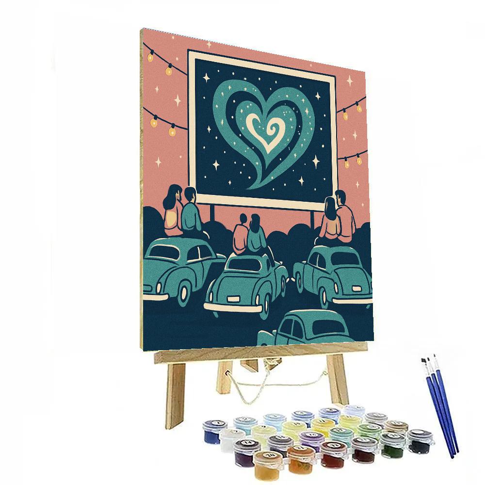 Valentines Day Retro Drive In Galaxy Theater DIY paint by numbers