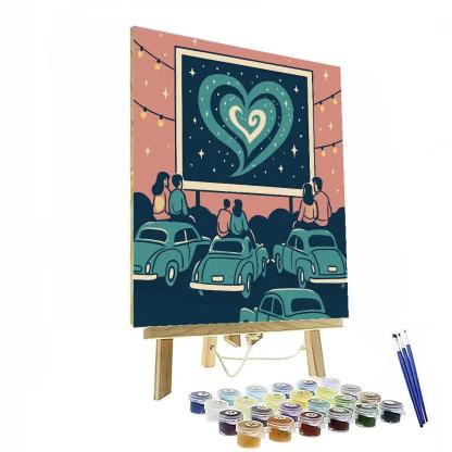 Valentines Day Retro Drive In Galaxy Theater DIY paint by numbers