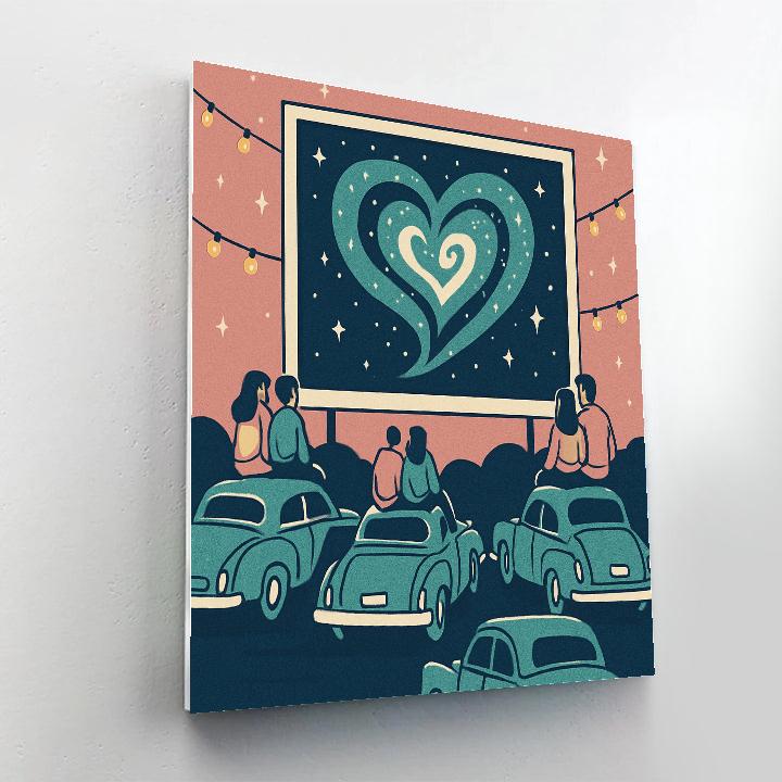 Valentines Day Retro Drive In Galaxy Theater DIY paint by numbers