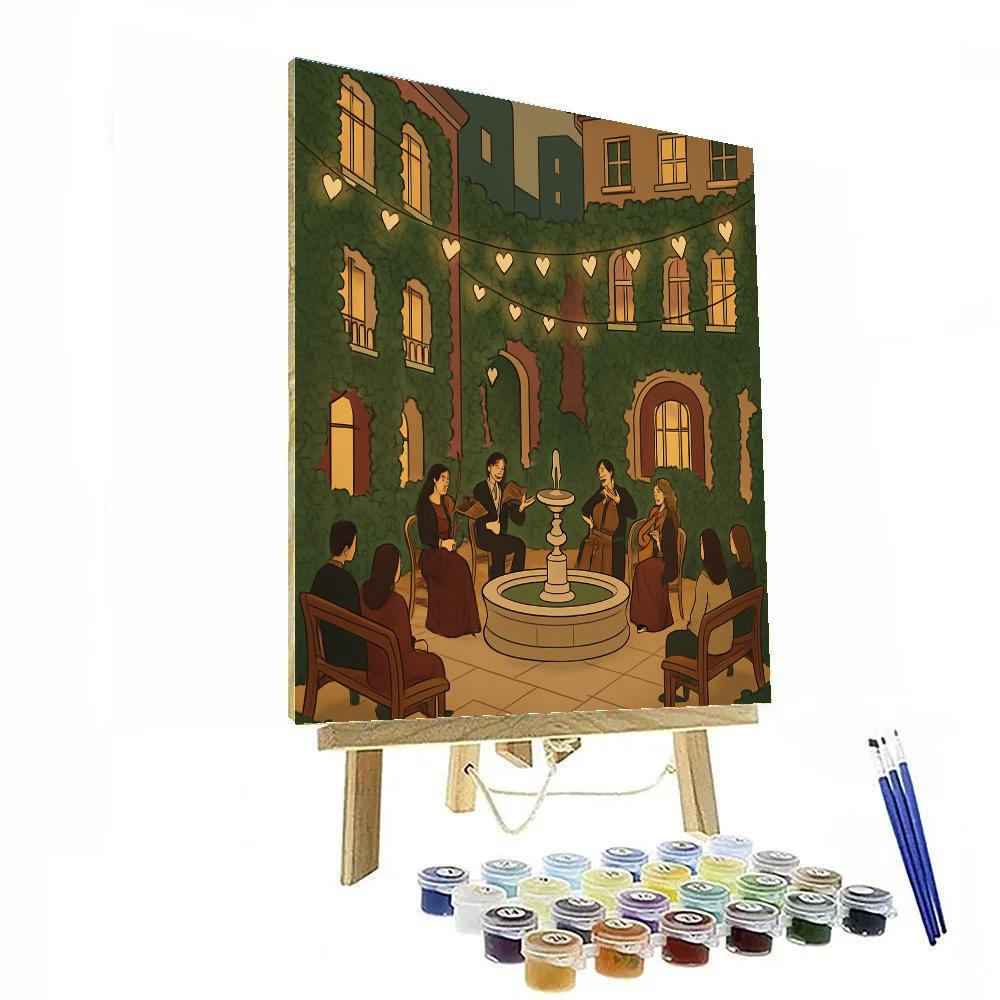Hidden Courtyard Valentines Day String Quartet painting number kit