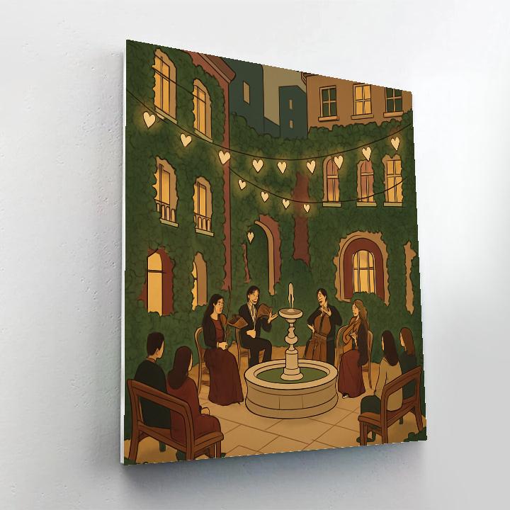Hidden Courtyard Valentines Day String Quartet painting number kit