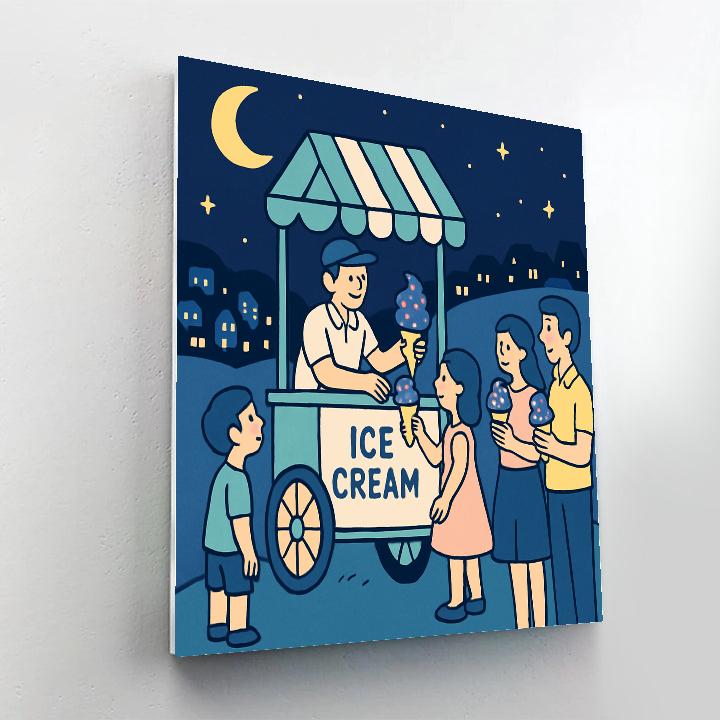 Valentines Day Starlight Ice Cream Cart Number painting