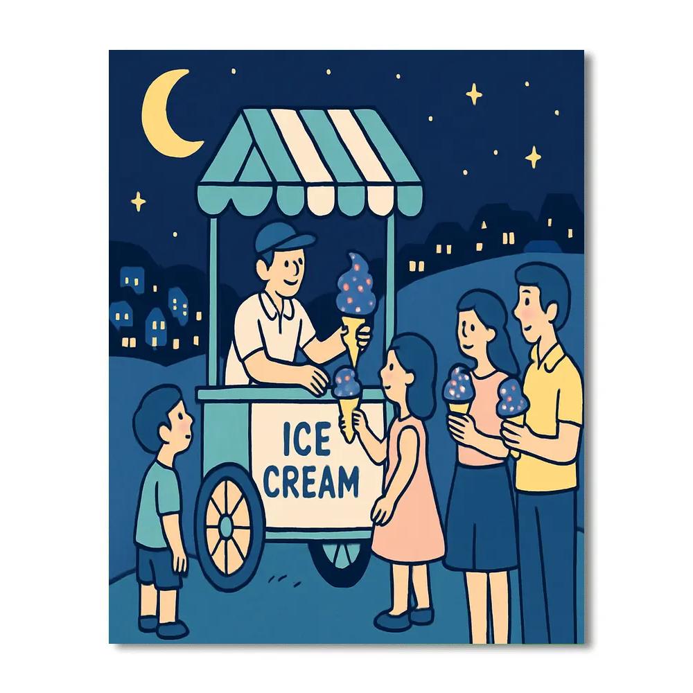 Valentines Day Starlight Ice Cream Cart Number painting