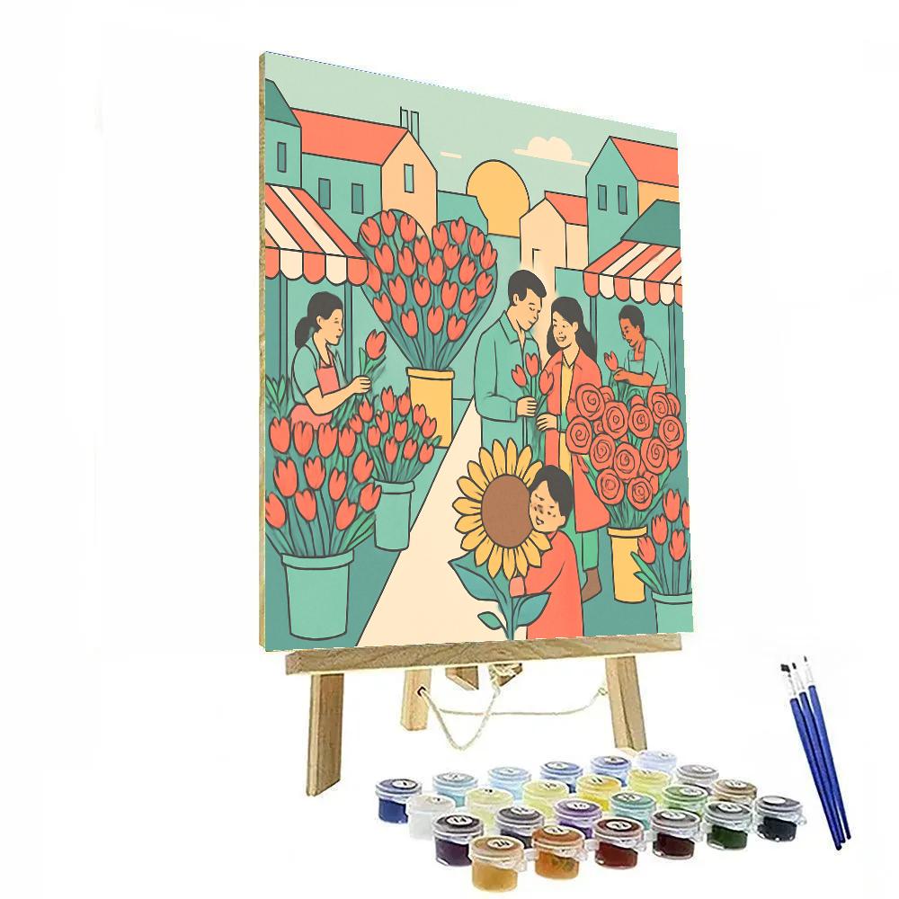 Sunrise Blossom Market Valentines Day Morning Numbered painting kits