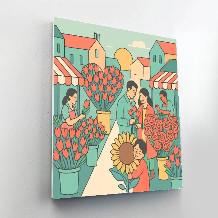 Sunrise Blossom Market Valentines Day Morning Numbered painting kits