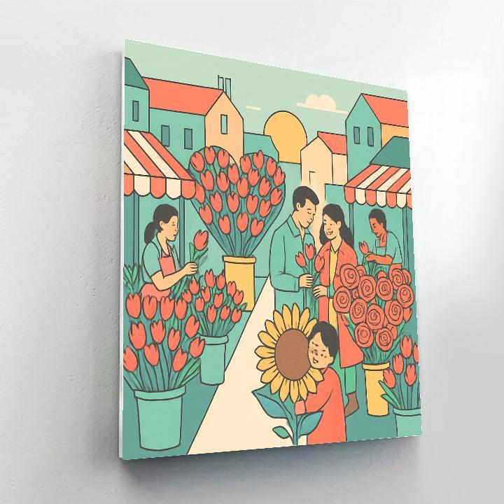 Sunrise Blossom Market Valentines Day Morning Numbered painting kits