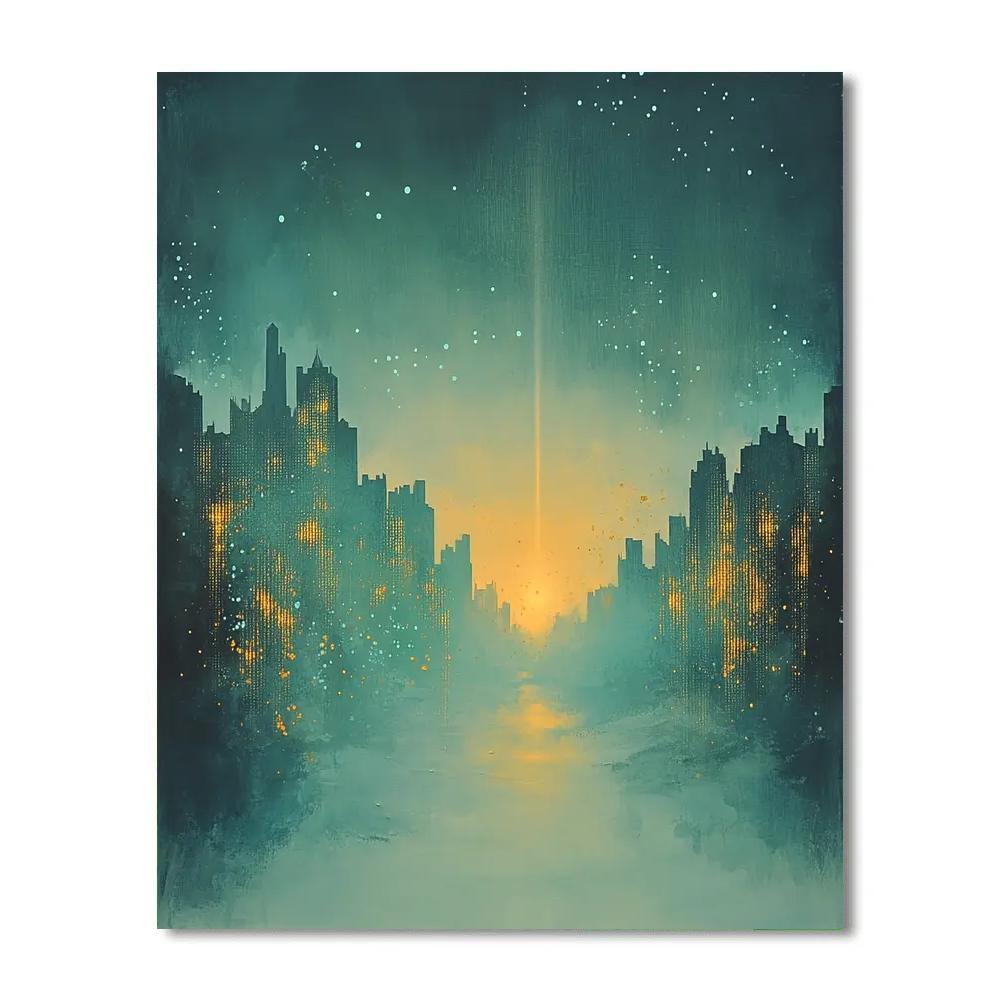 Caravaggio Inspired Bioluminescent Citylights Haze painting number kit