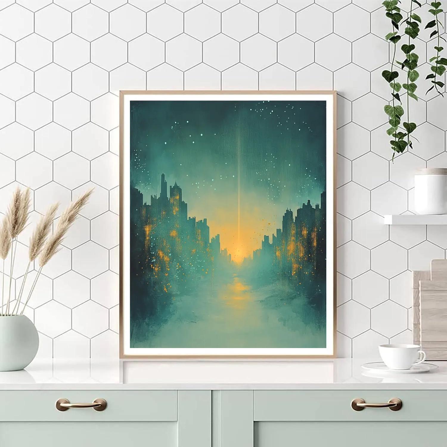 Caravaggio Inspired Bioluminescent Citylights Haze painting number kit