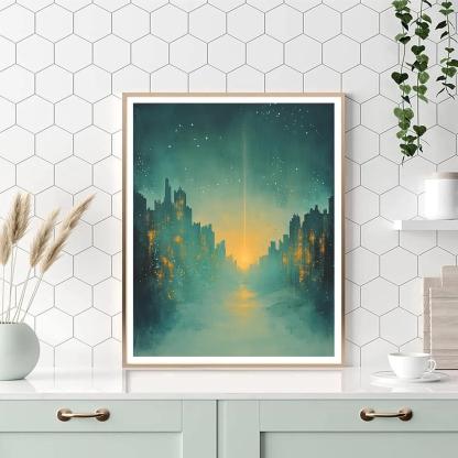 Caravaggio Inspired Bioluminescent Citylights Haze painting number kit