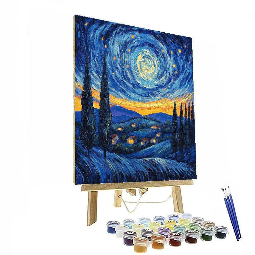 Vincent Van Gogh Inspired Aurora Over Cypress Hills Painting by numbers kit