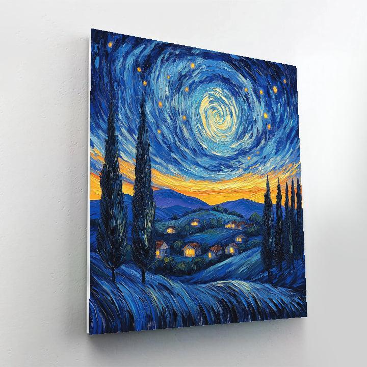 Vincent Van Gogh Inspired Aurora Over Cypress Hills Painting by numbers kit