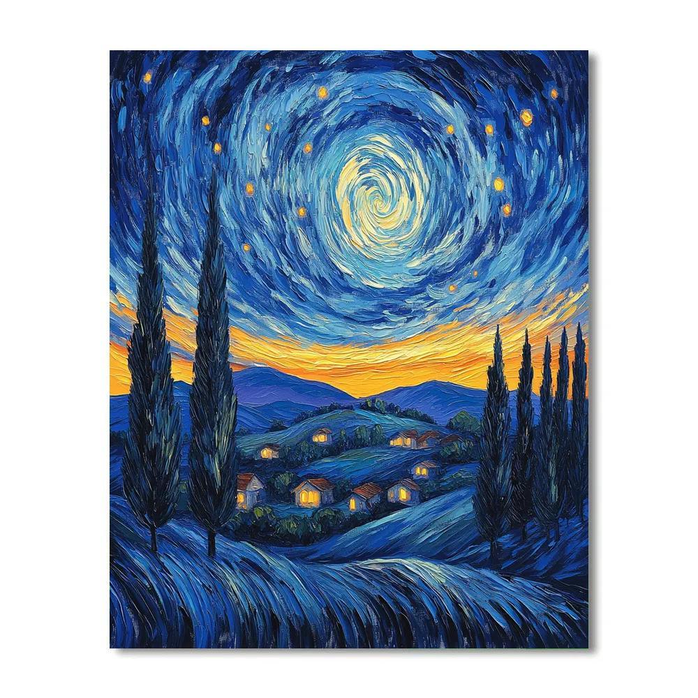 Vincent Van Gogh Inspired Aurora Over Cypress Hills Painting by numbers kit