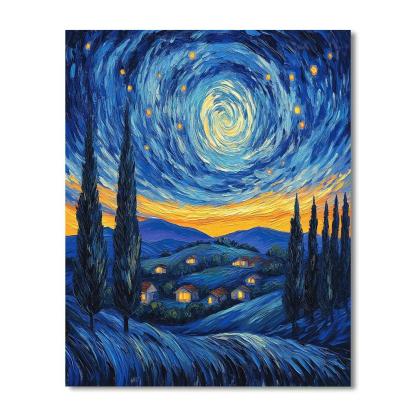 Vincent Van Gogh Inspired Aurora Over Cypress Hills Painting by numbers kit