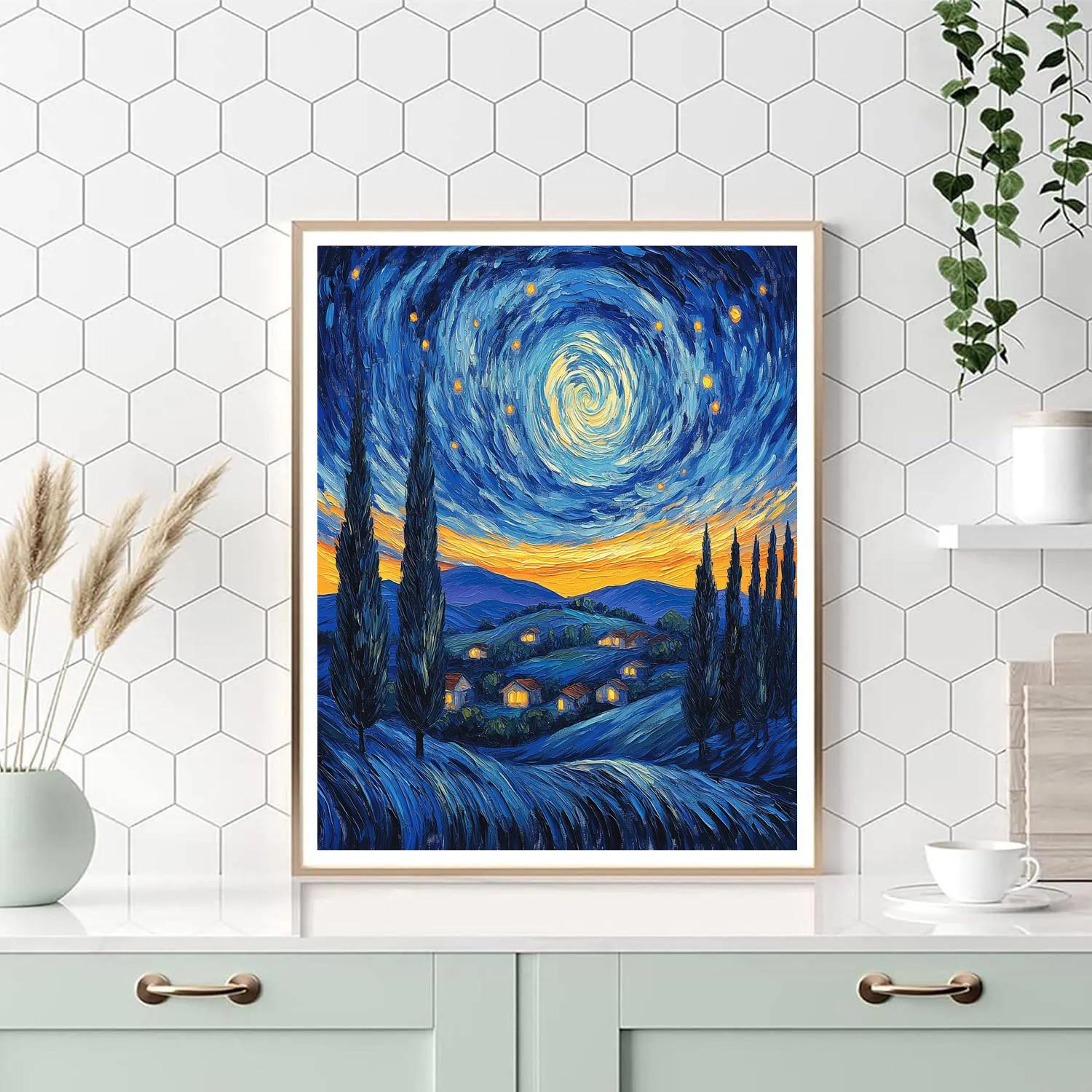 Vincent Van Gogh Inspired Aurora Over Cypress Hills Painting by numbers kit