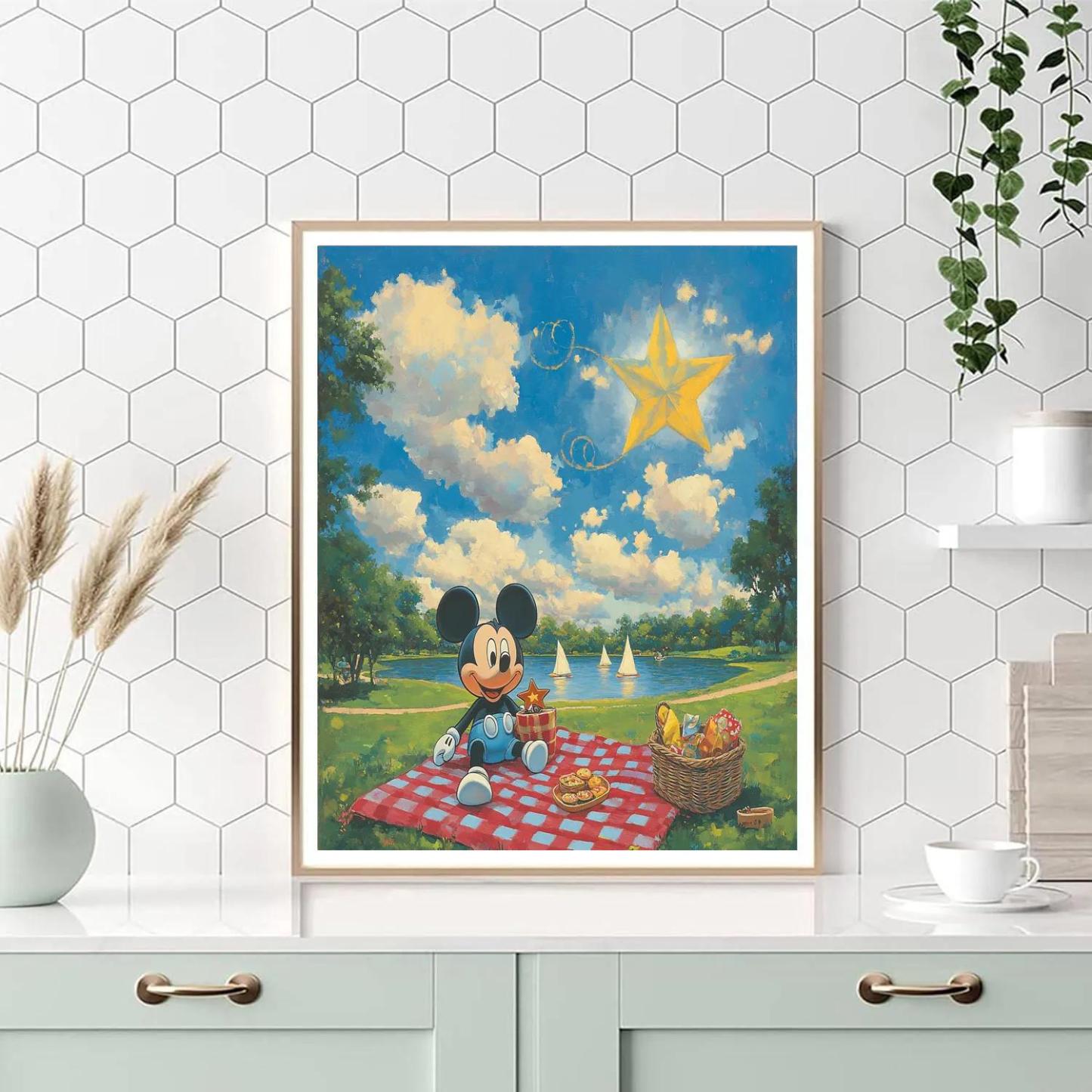 Mickey Mouse Galaxy Kite Picnic paint by number