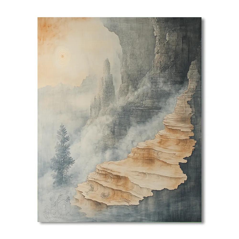 Leonardo Da Vinci Inspired Fossil Storm Strata Number painting