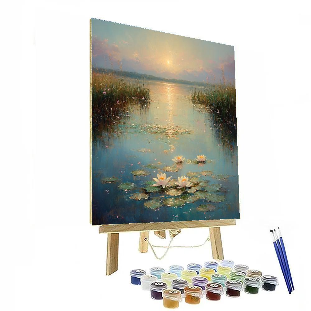 Claude Monet Inspired Water Lilies And Reflected Nebula paint by number