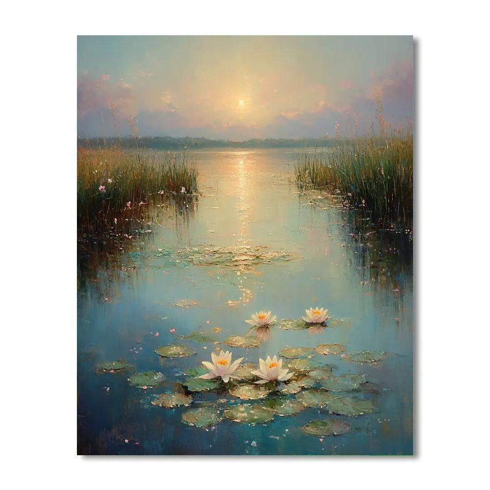 Claude Monet Inspired Water Lilies And Reflected Nebula paint by number