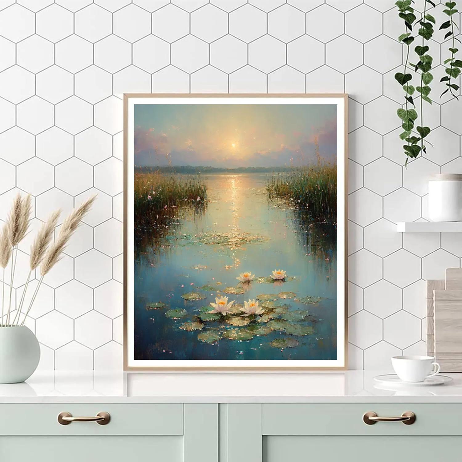 Claude Monet Inspired Water Lilies And Reflected Nebula paint by number