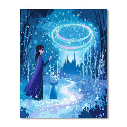 Elsa And Olaf Aurora Ice Garden paint by number