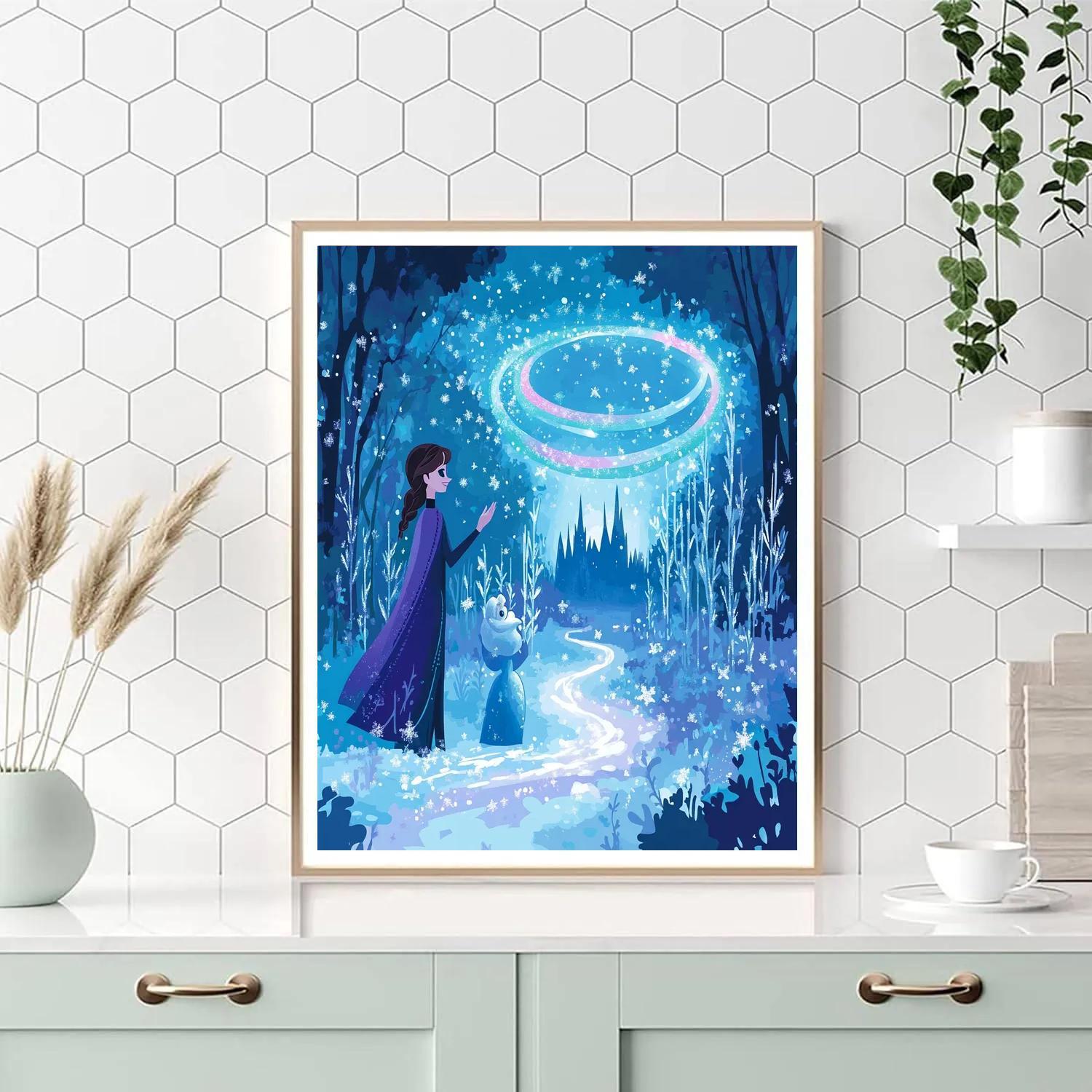 Elsa And Olaf Aurora Ice Garden paint by number