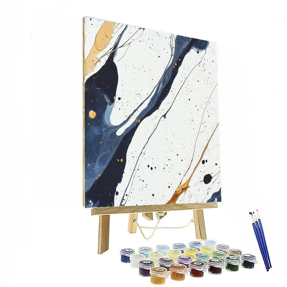Jackson Pollock Inspired Tectonic Pulse In Indigo And Ochre Numbered painting kits