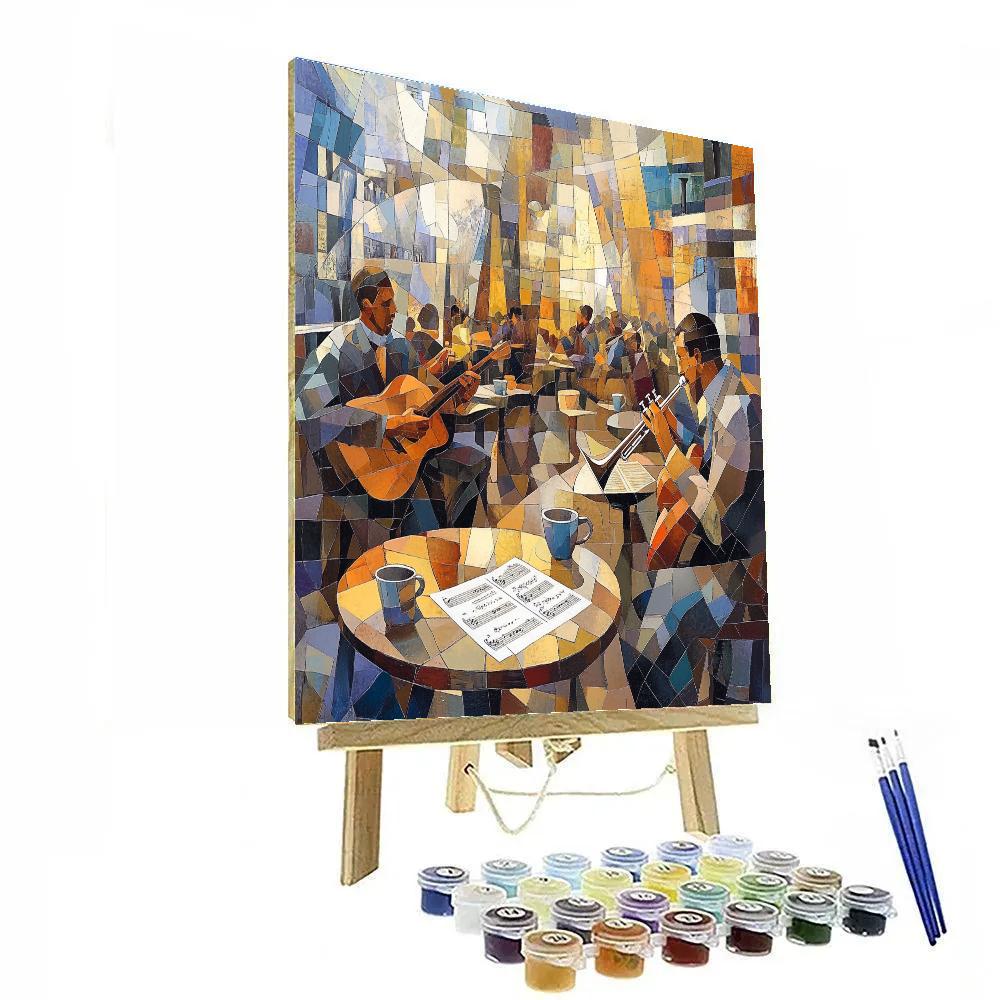Pablo Picasso Inspired Cubist Cafe Musicians paint by numbers