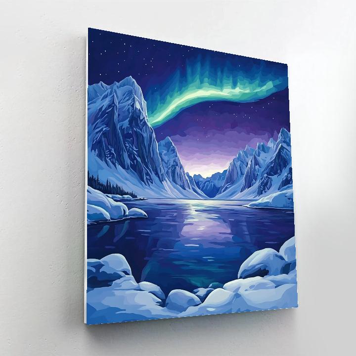 Lawren Harris Inspired Aurora Crown Over Silent Fjord Numbered painting kits