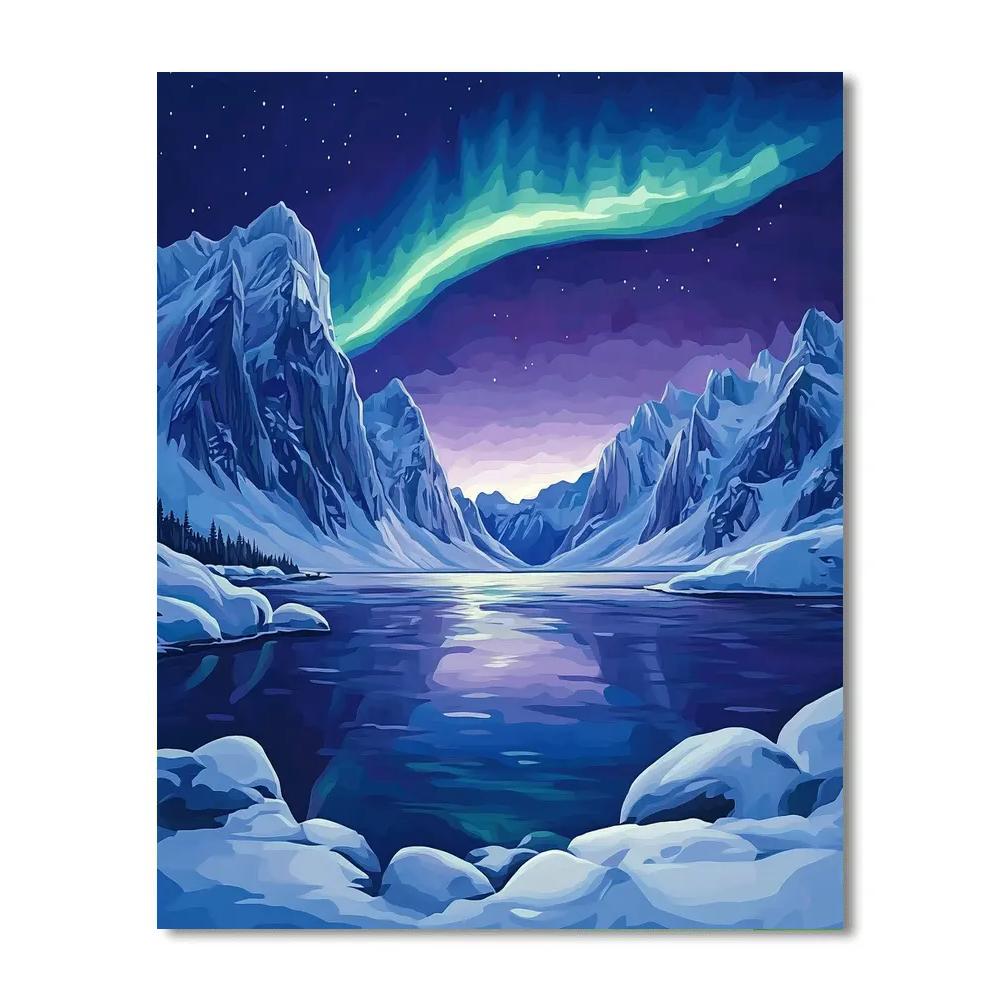 Lawren Harris Inspired Aurora Crown Over Silent Fjord Numbered painting kits
