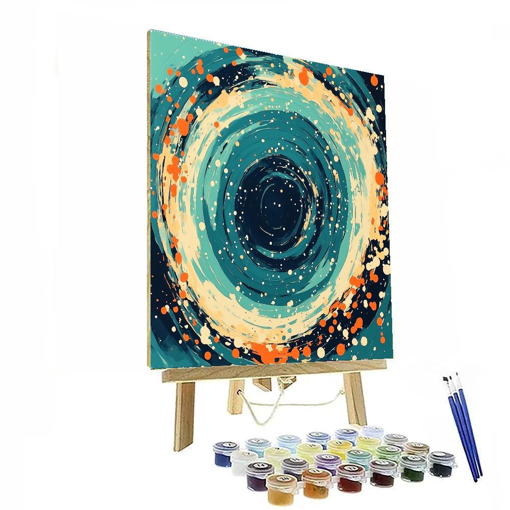 Jackson Pollock Inspired Monsoon Vortex In Teal And Coral Painting by numbers kit